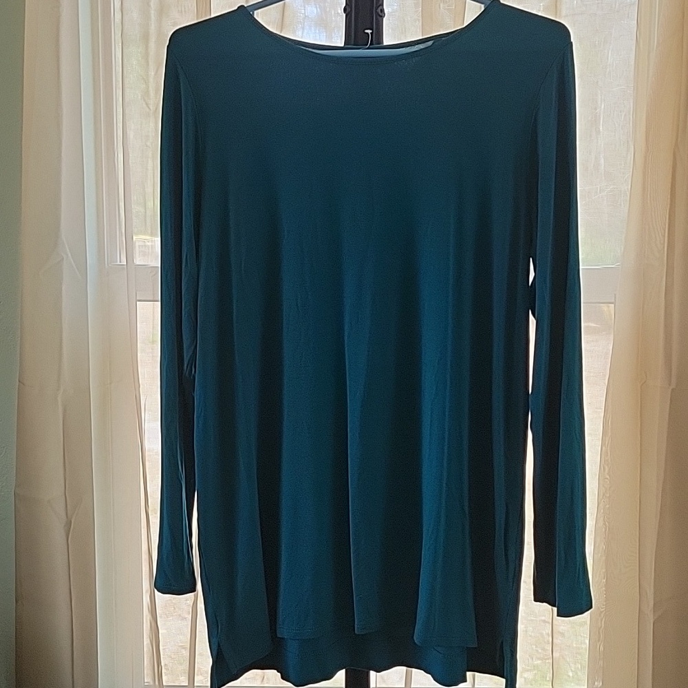 J. Jill Wherever Collection Teal Long Sleeve Crew Neck Stretch Tee Size M